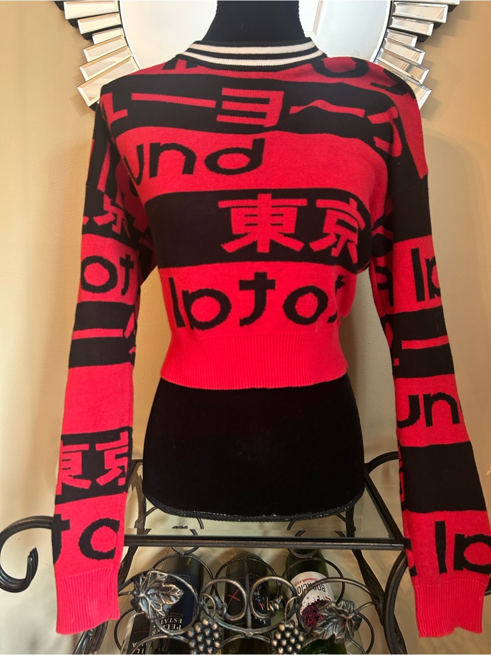 Forever 21 Japanese Kanji Graphic Crop Sweater
